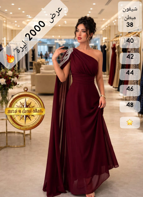 فستان سهرة ريزين شيفون أنيق - 200000 ليرة في دمشق