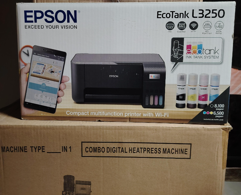 طابعة ايبسون epson L3250 استعمال بسيط جدا اخو الجديد + مكبس حراري