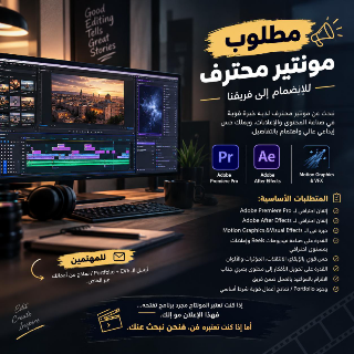 🎬 مطلوب مونتير محترف للانضمام إلى فريقنا